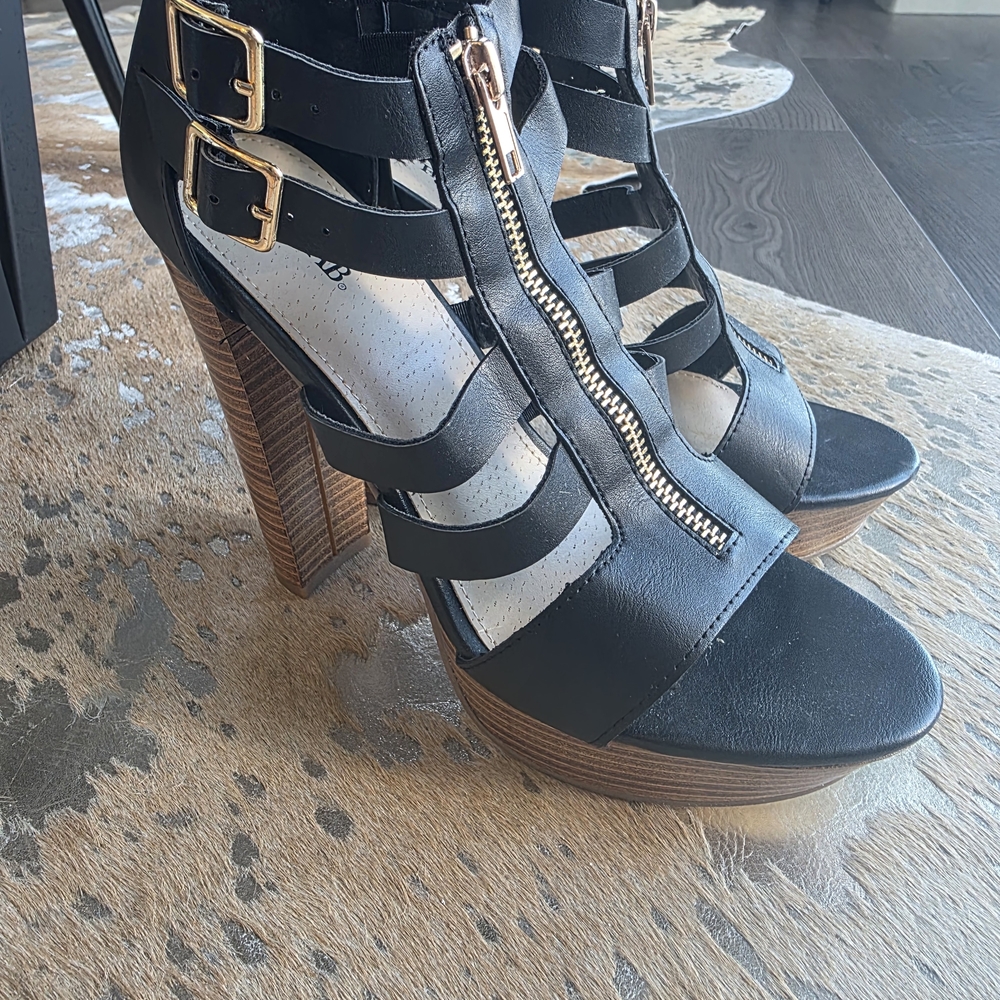 Black Strappy High Heel Sandals